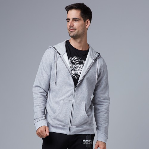 Grey Brushed Fleece Pullover (Hoodie)