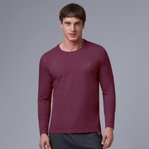 Round Neck Bordeaux Full Sleeve T-Shirt