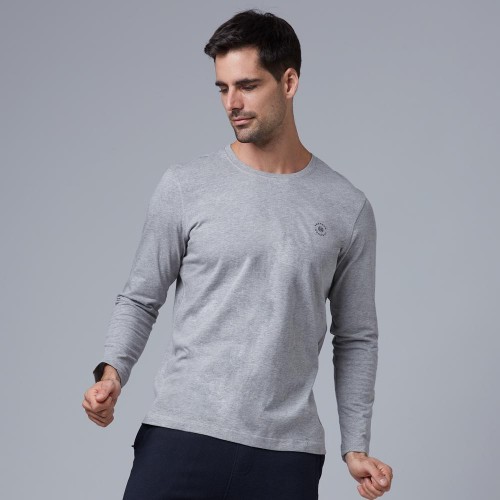 Round Neck Grey Full Sleeve T-Shirt